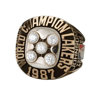 1987 Magic Johnson Los Angeles Lakers NBA Championship Salesman’s Sample Ring 
